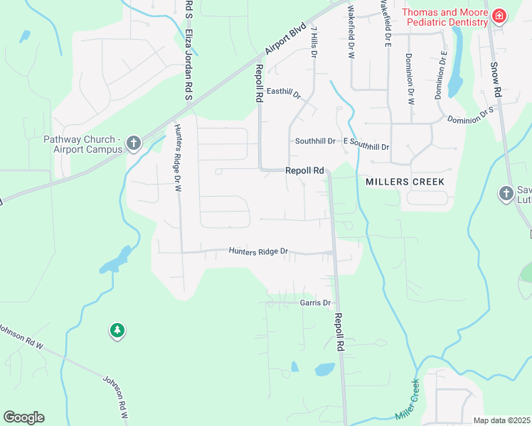 map of restaurants, bars, coffee shops, grocery stores, and more near 10416 Hunters Ridge Drive North in Mobile
