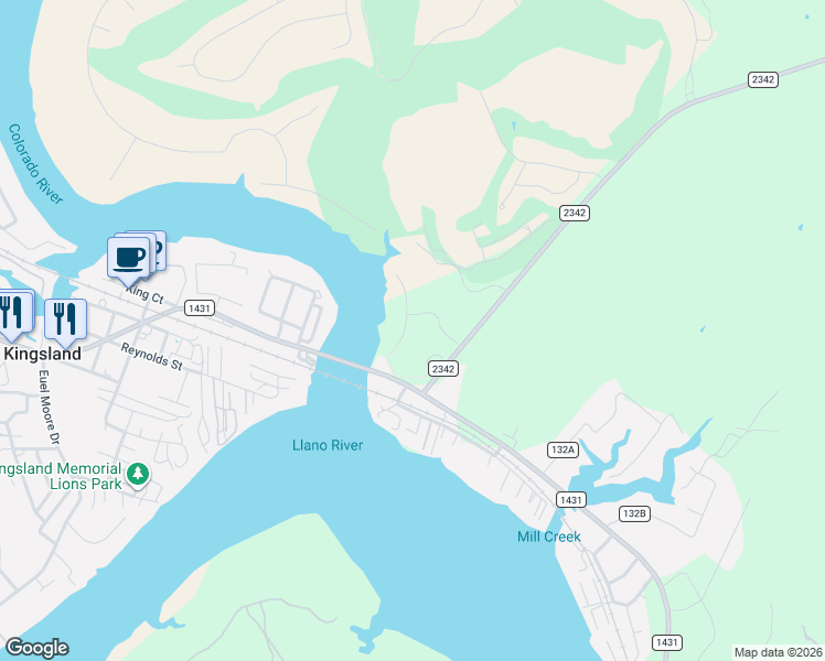 map of restaurants, bars, coffee shops, grocery stores, and more near 202 Colina Cove Drive in Kingsland