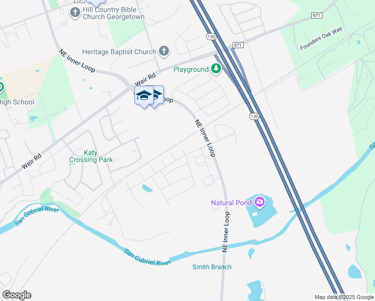 map of restaurants, bars, coffee shops, grocery stores, and more near 901 Big Rocky Bend in Georgetown