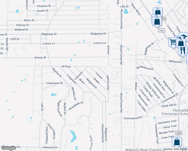 map of restaurants, bars, coffee shops, grocery stores, and more near Drake in Kingsland