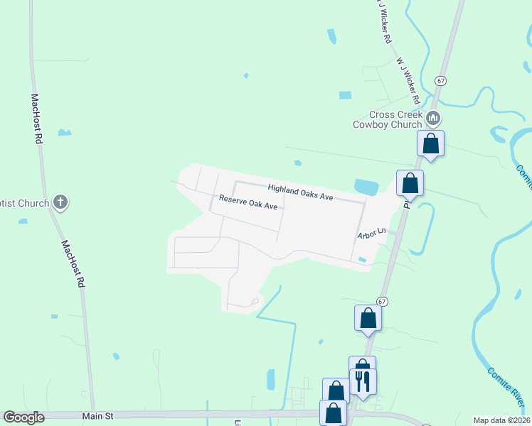 map of restaurants, bars, coffee shops, grocery stores, and more near 9070 Reserve Oak Avenue in Zachary