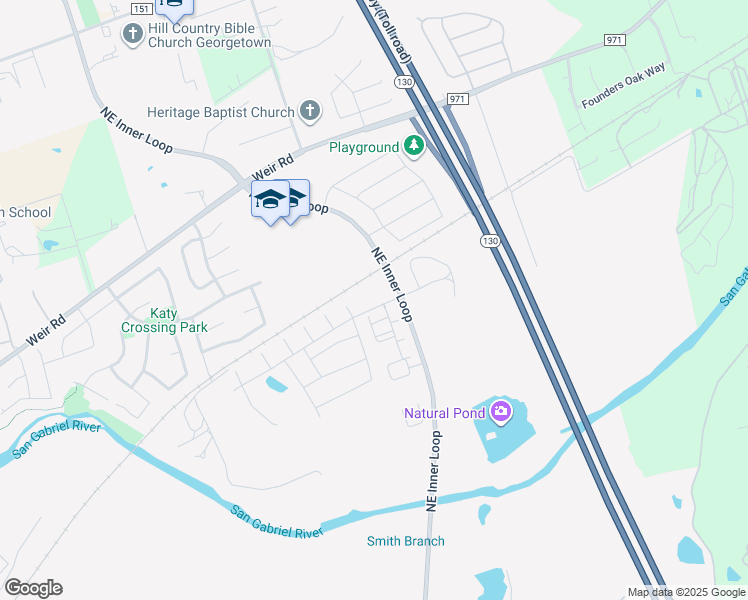 map of restaurants, bars, coffee shops, grocery stores, and more near 1601 Northeast Inner Loop in Georgetown