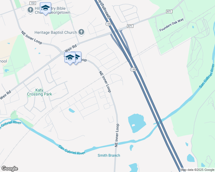 map of restaurants, bars, coffee shops, grocery stores, and more near 901 Big Rocky Bend in Georgetown