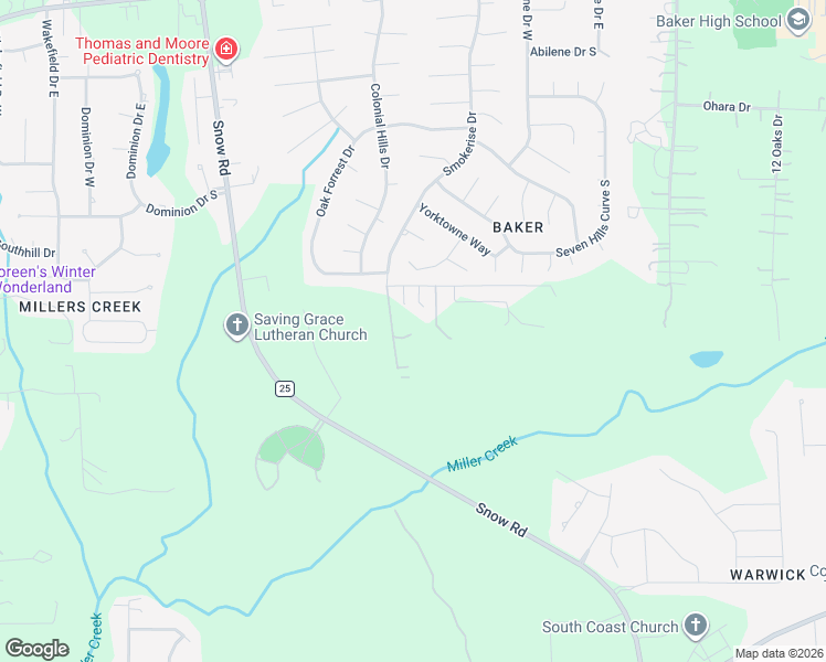 map of restaurants, bars, coffee shops, grocery stores, and more near 1394 Smokerise Drive in Mobile