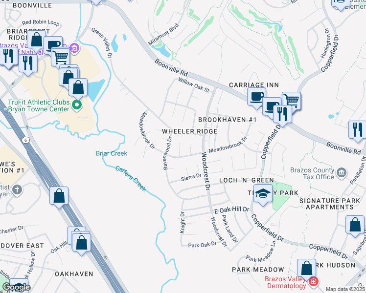 map of restaurants, bars, coffee shops, grocery stores, and more near 3906 Sioux Circle in Bryan