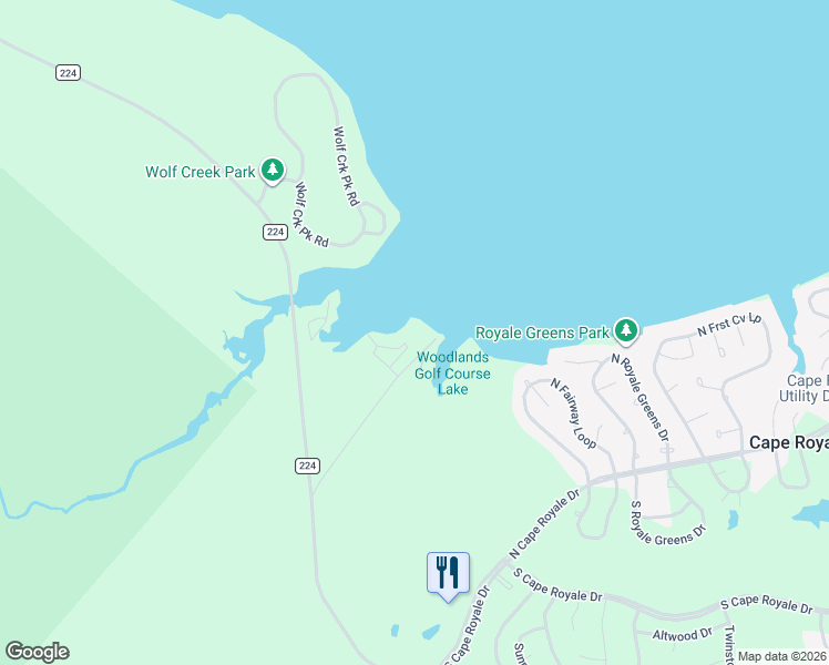 map of restaurants, bars, coffee shops, grocery stores, and more near 425 Farm to Market Road 224 in Coldspring