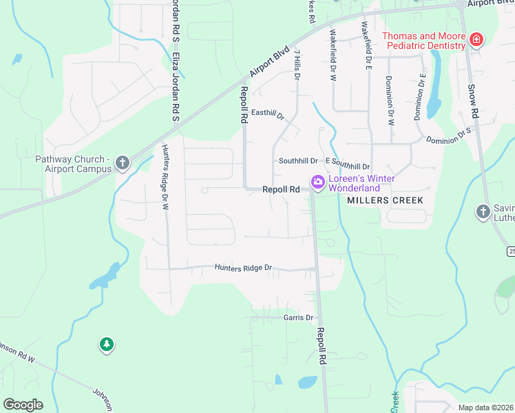 map of restaurants, bars, coffee shops, grocery stores, and more near 1360 Repoll Road in Mobile