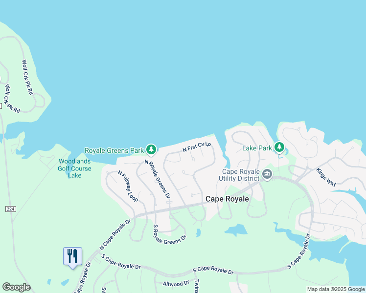 map of restaurants, bars, coffee shops, grocery stores, and more near 321 North Forest Cove in Coldspring