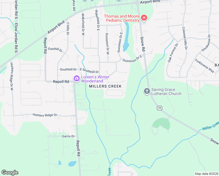 map of restaurants, bars, coffee shops, grocery stores, and more near 10028 Peyton Drive North in Mobile