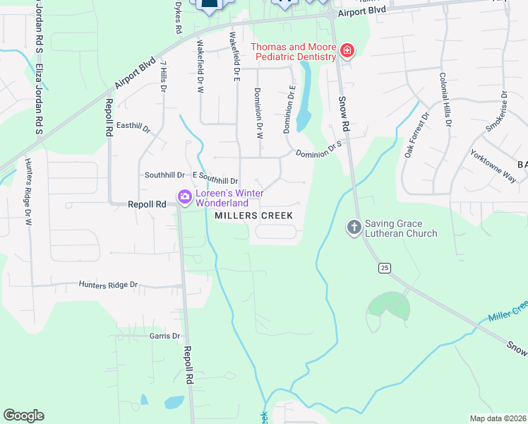 map of restaurants, bars, coffee shops, grocery stores, and more near 10028 Peyton Drive North in Mobile