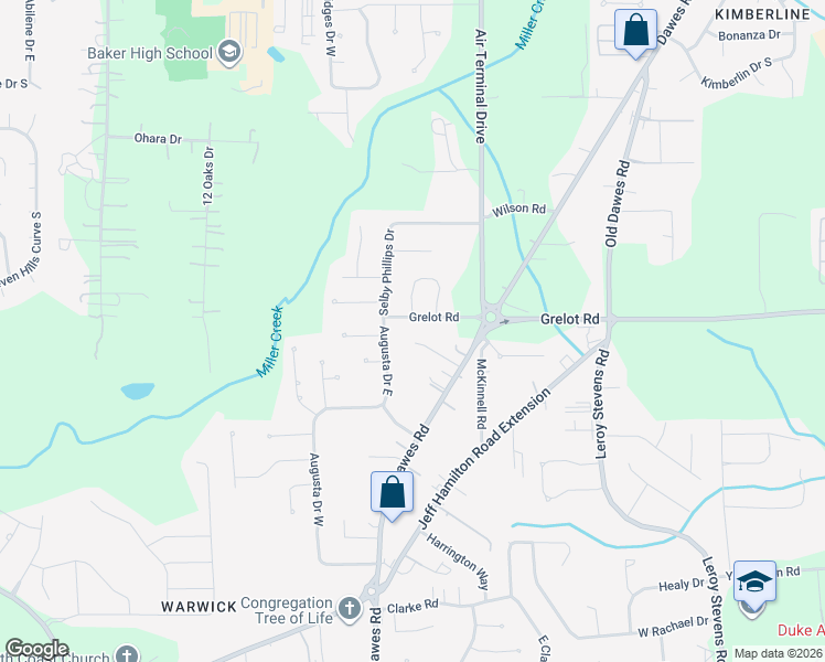 map of restaurants, bars, coffee shops, grocery stores, and more near 1489 Augusta Dr E in Mobile