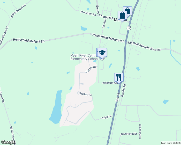 map of restaurants, bars, coffee shops, grocery stores, and more near 216-398 Ruston Rd in Carriere