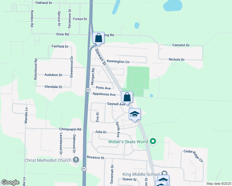 map of restaurants, bars, coffee shops, grocery stores, and more near 6472 Appaloosa Street in Milton