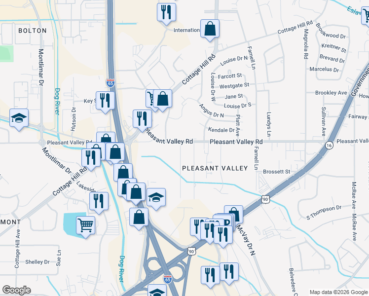 map of restaurants, bars, coffee shops, grocery stores, and more near in Mobile