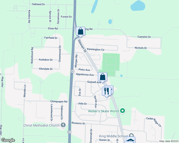 map of restaurants, bars, coffee shops, grocery stores, and more near 6208 Buckskin Drive in Milton