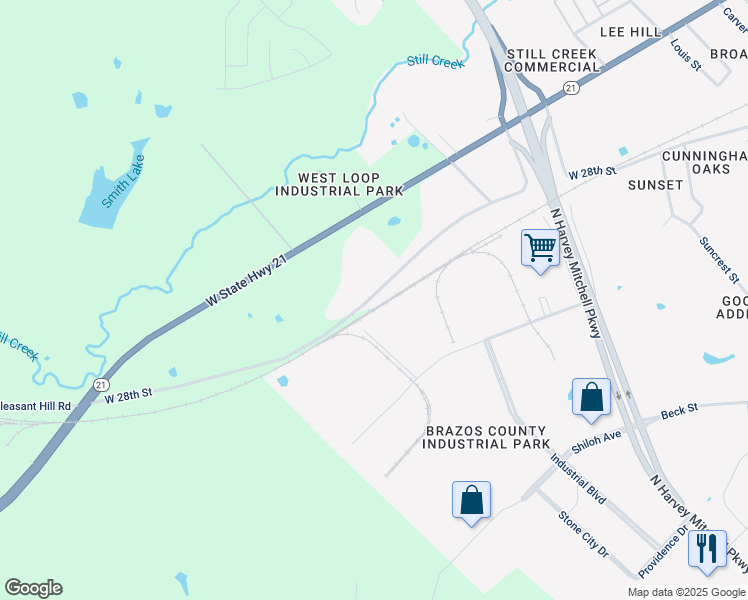 map of restaurants, bars, coffee shops, grocery stores, and more near 4023 West 28th Street in Bryan
