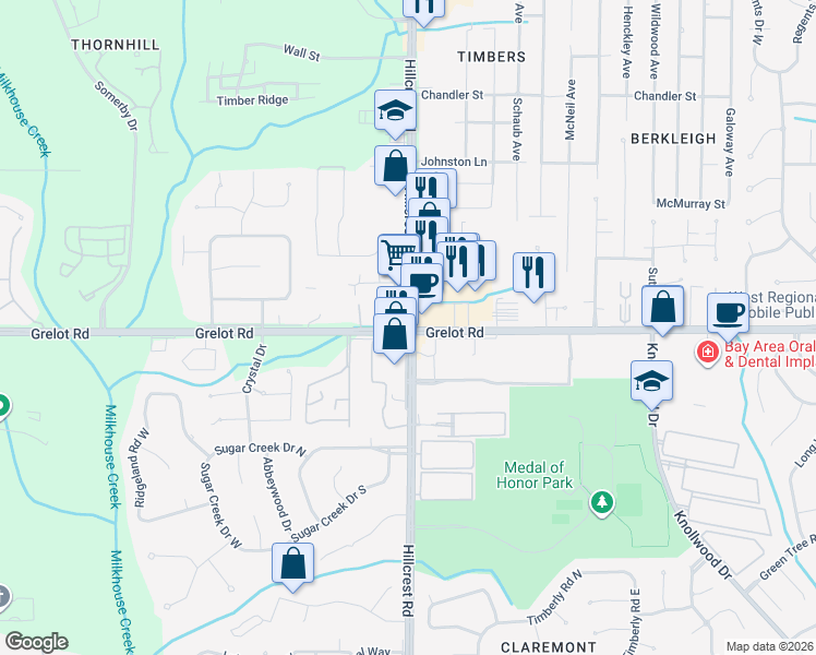map of restaurants, bars, coffee shops, grocery stores, and more near in Mobile