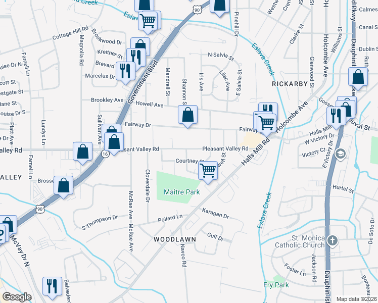 map of restaurants, bars, coffee shops, grocery stores, and more near 901 Fairmont Street in Mobile