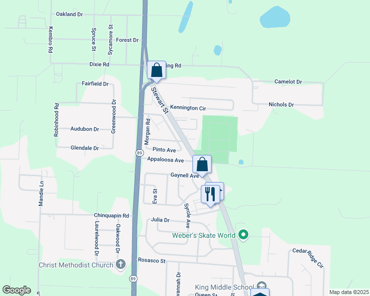 map of restaurants, bars, coffee shops, grocery stores, and more near 6208 Buckskin Drive in Milton