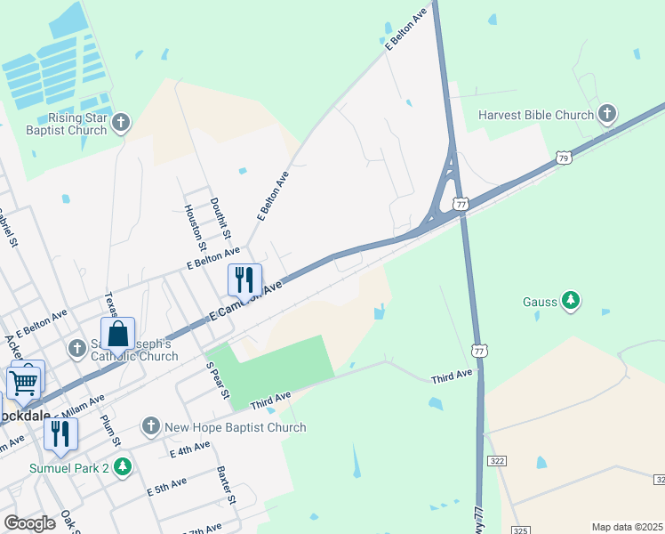 map of restaurants, bars, coffee shops, grocery stores, and more near 1332 East Cameron Avenue in Rockdale
