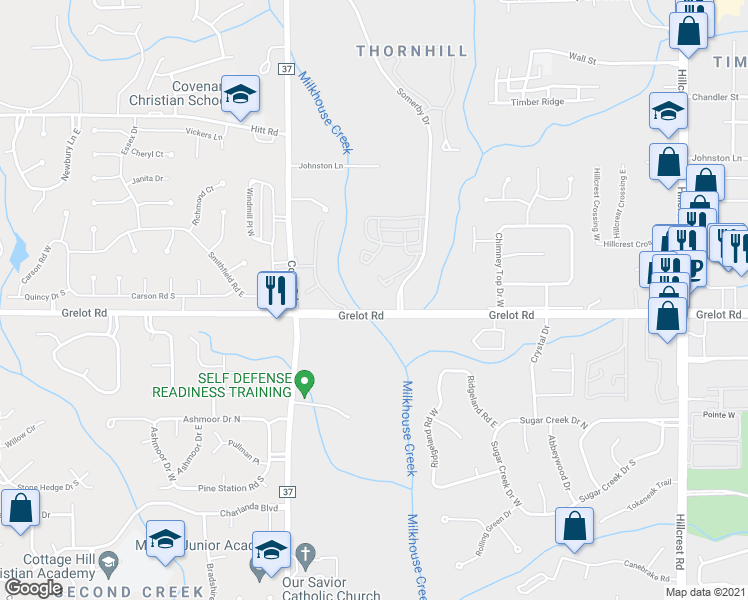 map of restaurants, bars, coffee shops, grocery stores, and more near 7070 Grelot Road in Mobile