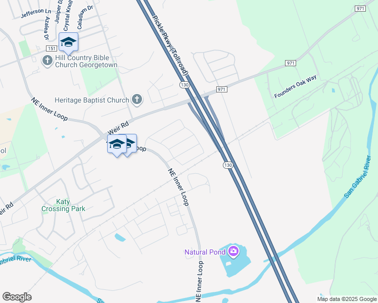 map of restaurants, bars, coffee shops, grocery stores, and more near 1800 Farm to Market Road 971 in Georgetown
