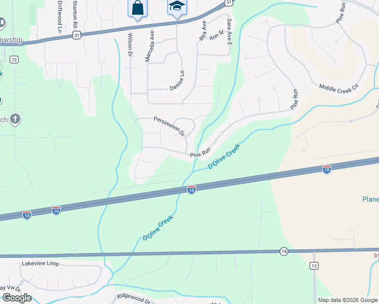 map of restaurants, bars, coffee shops, grocery stores, and more near 7980 Pine Run in Spanish Fort