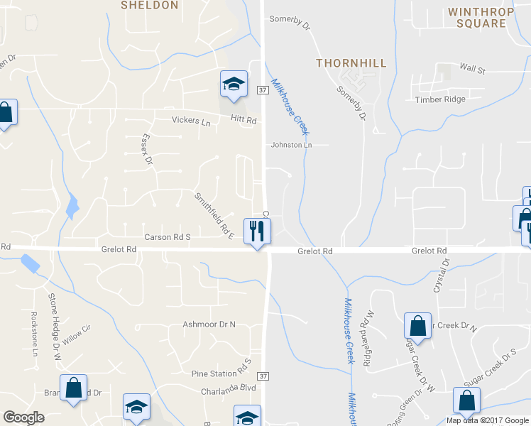 map of restaurants, bars, coffee shops, grocery stores, and more near Cody Road in Mobile