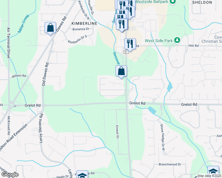 map of restaurants, bars, coffee shops, grocery stores, and more near 1310 Schillinger Road South in Mobile