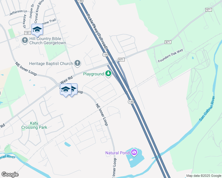 map of restaurants, bars, coffee shops, grocery stores, and more near 1800 Farm to Market Road 971 in Georgetown