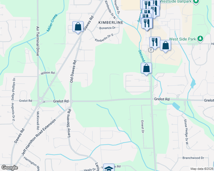 map of restaurants, bars, coffee shops, grocery stores, and more near 1350 Schillinger Rd S in Mobile