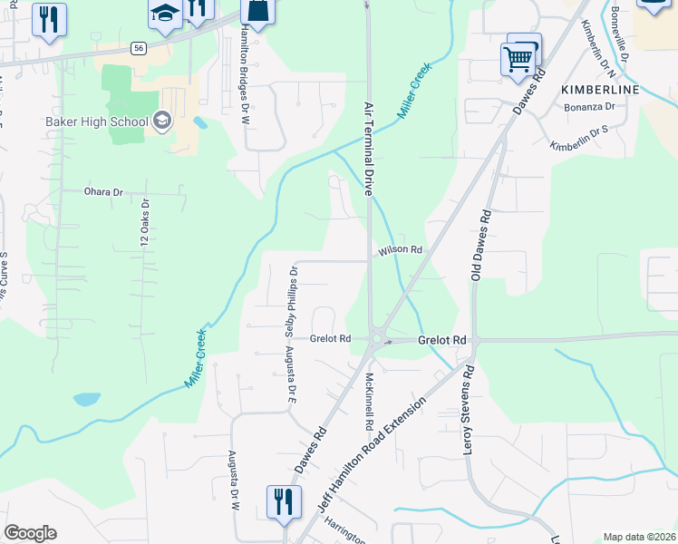 map of restaurants, bars, coffee shops, grocery stores, and more near 8629 Selby Phillips Drive North in Mobile