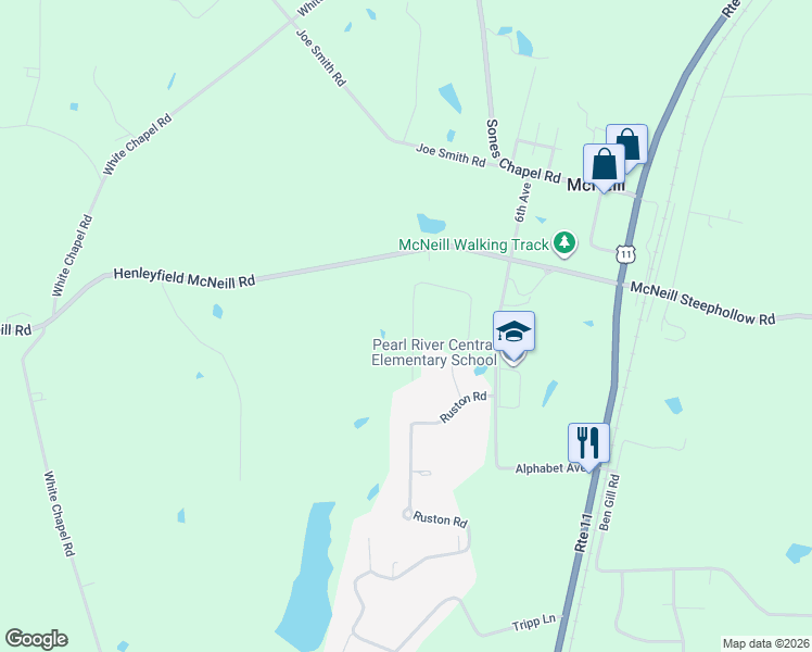 map of restaurants, bars, coffee shops, grocery stores, and more near 86-198 North Street in Carriere