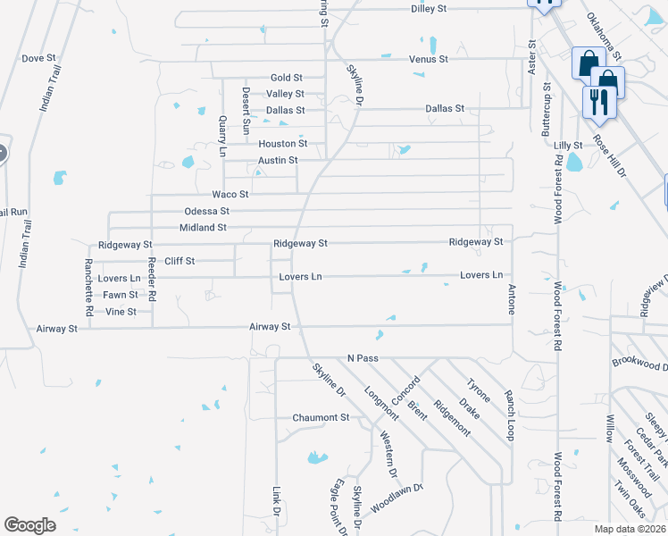 map of restaurants, bars, coffee shops, grocery stores, and more near 708 Lovers Lane in Kingsland