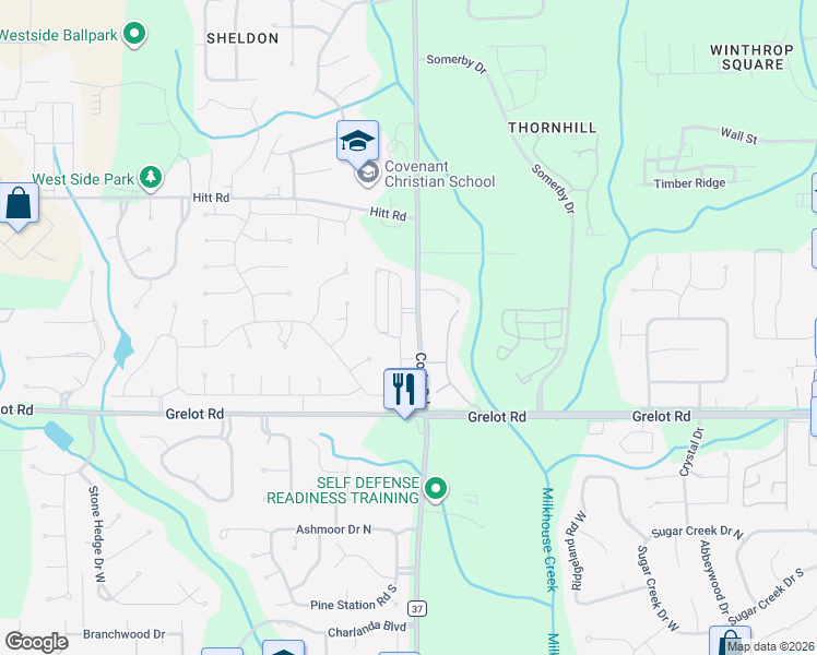 map of restaurants, bars, coffee shops, grocery stores, and more near 1243 Smithfield Road East in Mobile