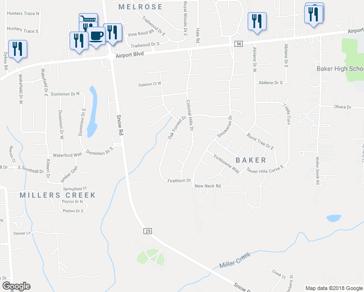 map of restaurants, bars, coffee shops, grocery stores, and more near 9620 Hanford Court in Mobile