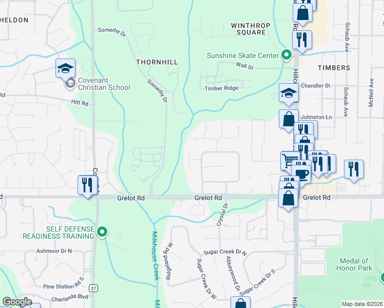 map of restaurants, bars, coffee shops, grocery stores, and more near 1191 Stratford Court North in Mobile