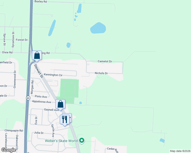 map of restaurants, bars, coffee shops, grocery stores, and more near 6649 Nichols Drive in Milton