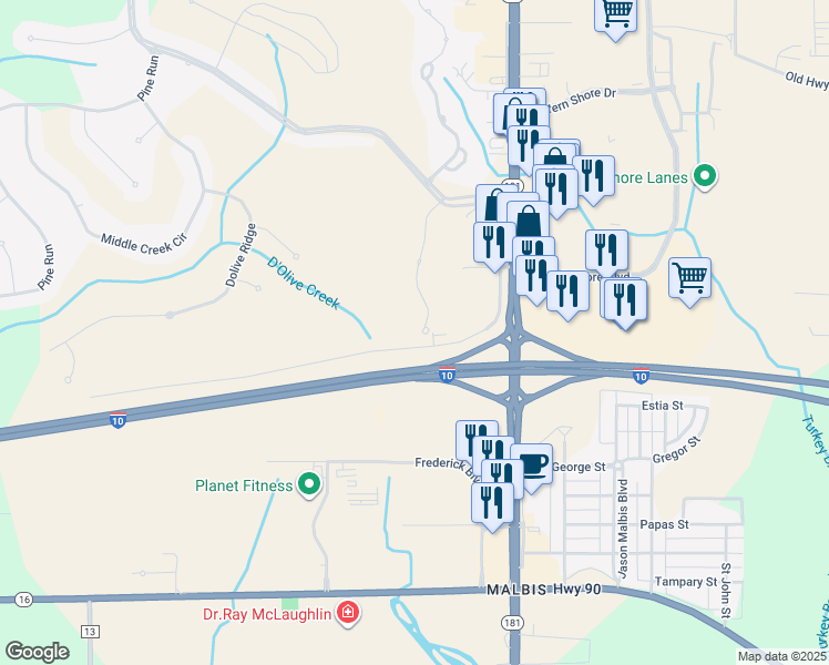 map of restaurants, bars, coffee shops, grocery stores, and more near 30139 Green Court in Spanish Fort