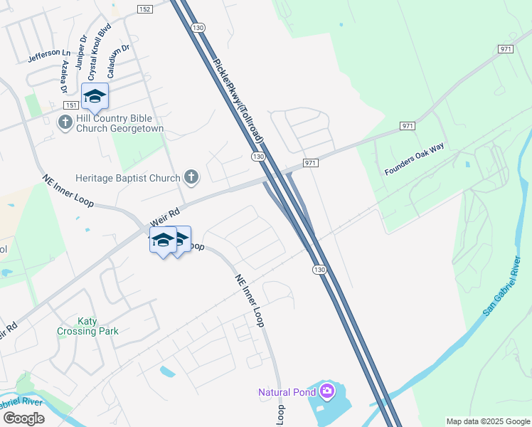 map of restaurants, bars, coffee shops, grocery stores, and more near 1800 Farm to Market Road 971 in Georgetown
