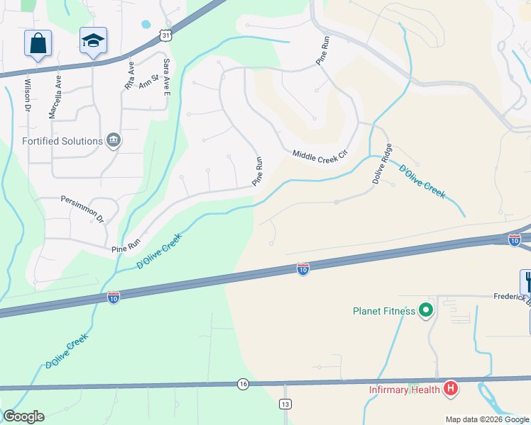 map of restaurants, bars, coffee shops, grocery stores, and more near 29924 Dolive Ridge in Spanish Fort