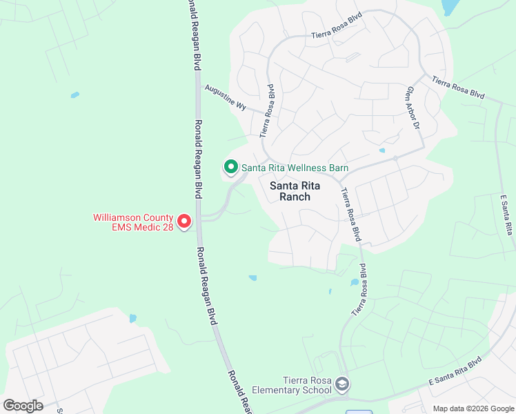 map of restaurants, bars, coffee shops, grocery stores, and more near 101 Strata Drive in Liberty Hill