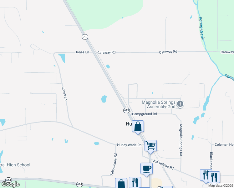 map of restaurants, bars, coffee shops, grocery stores, and more near 21901 Mississippi 613 in Moss Point