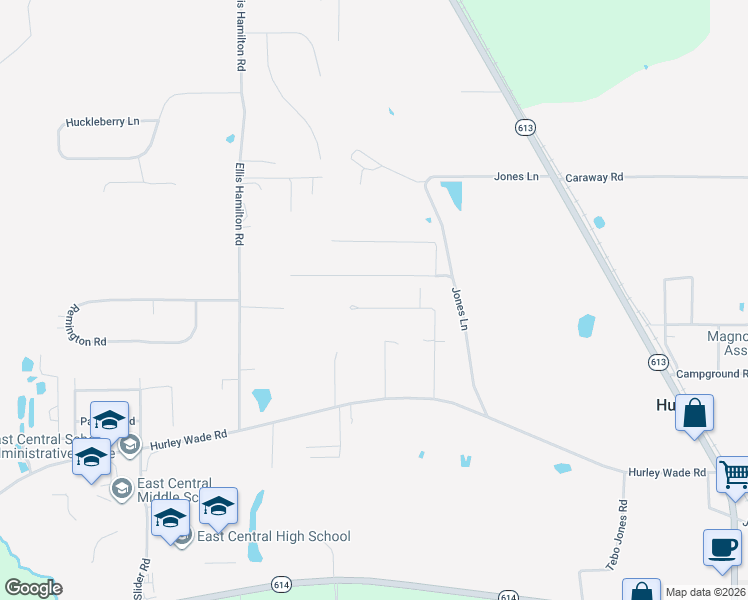 map of restaurants, bars, coffee shops, grocery stores, and more near 6101 McCormack Road in Moss Point