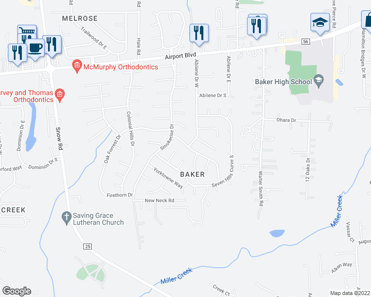 map of restaurants, bars, coffee shops, grocery stores, and more near 9381 Burnt Tree Drive in Mobile