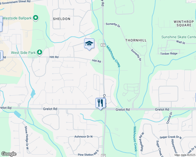 map of restaurants, bars, coffee shops, grocery stores, and more near 1210 Smithfield Road East in Mobile