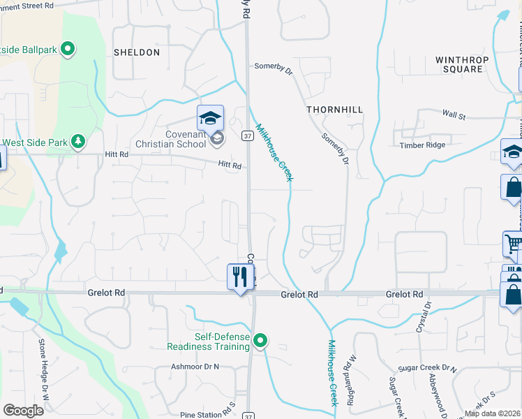 map of restaurants, bars, coffee shops, grocery stores, and more near 7098 Crown Pointe Drive in Mobile