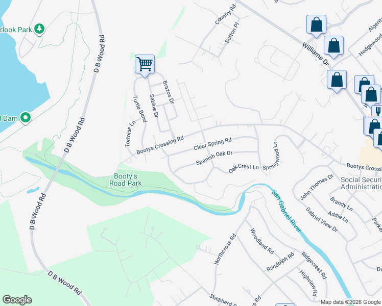 map of restaurants, bars, coffee shops, grocery stores, and more near 216 Clear Spring Road in Georgetown