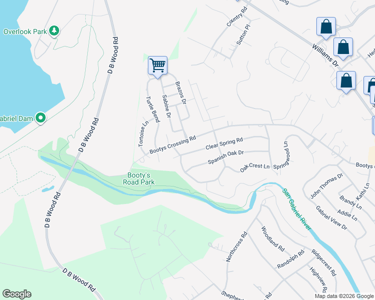 map of restaurants, bars, coffee shops, grocery stores, and more near 804 Oak Crest Lane in Georgetown