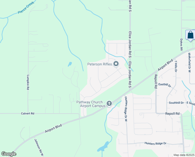 map of restaurants, bars, coffee shops, grocery stores, and more near Ridgeview Court in Mobile